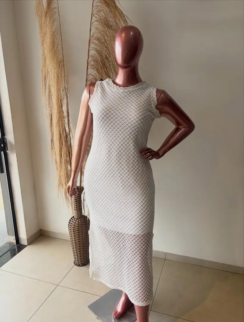 Vestido Midi Croche Branco